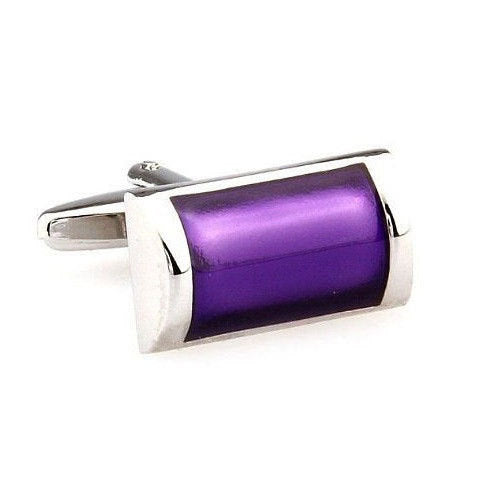 Power Bar Cufflinks Silver Tone Thick Purple Bar Classic Cool Unique Fun Style Cuff Links Comes with Gift Box Image 1