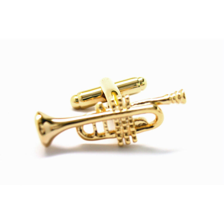 Gold Tone Trumpet Cufflinks Cuff Links Image 1