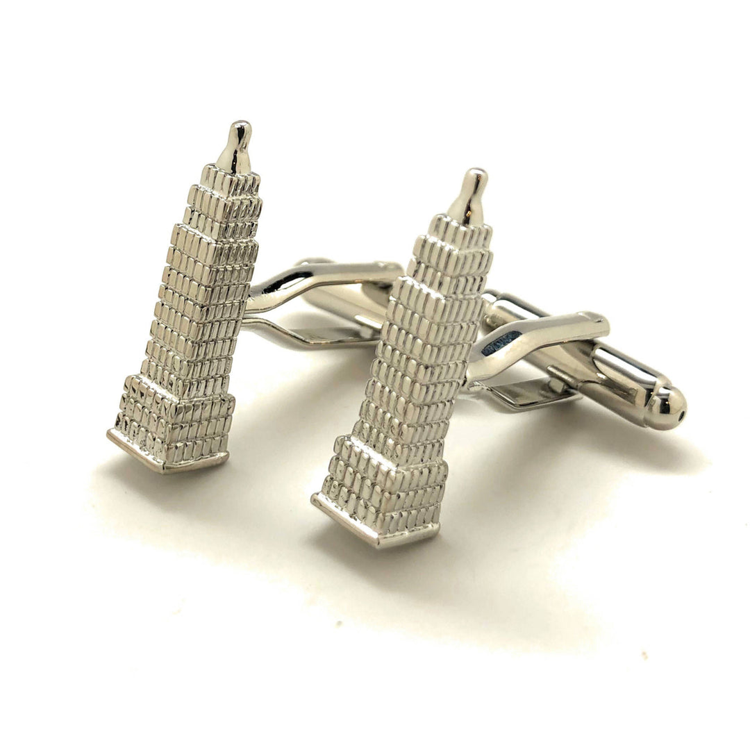 Empire State Building Cufflinks 3-D in  York City Silver Tone Cufflinks NYC Cuff Links Comes with Gift Box Image 1