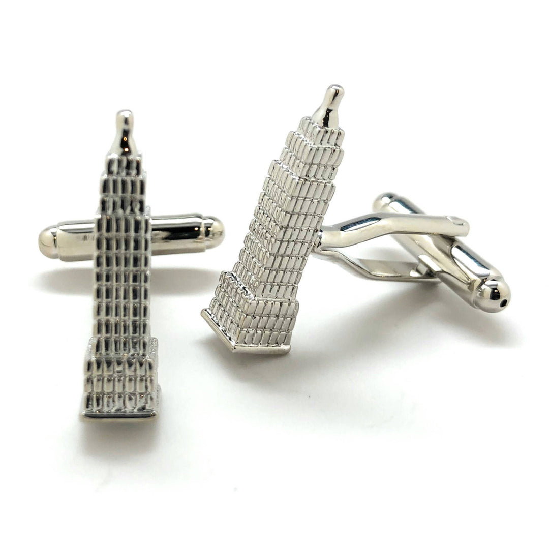Empire State Building Cufflinks 3-D in  York City Silver Tone Cufflinks NYC Cuff Links Comes with Gift Box Image 3
