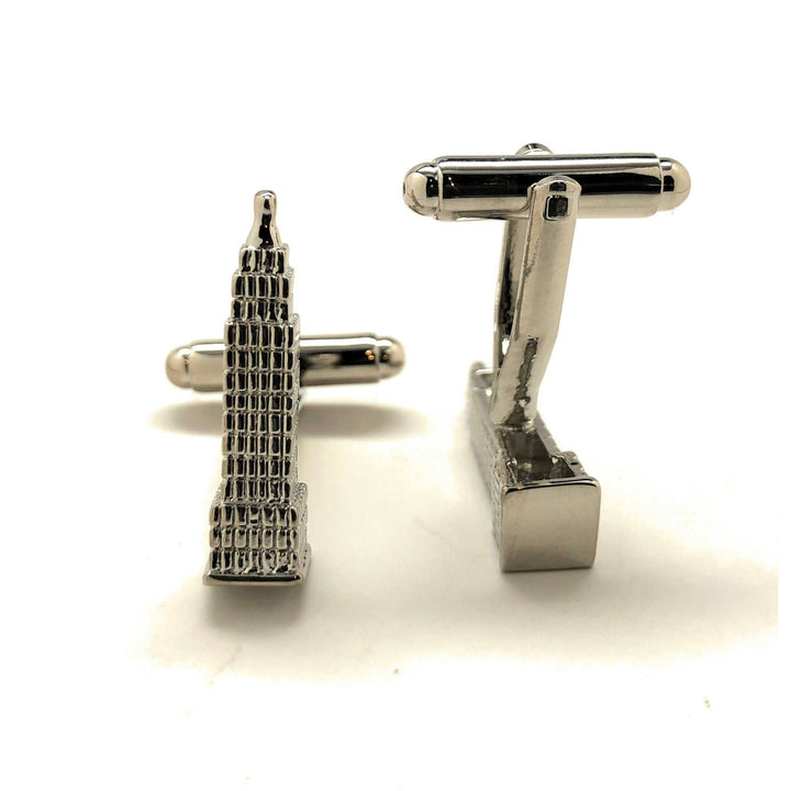 Empire State Building Cufflinks 3-D in  York City Silver Tone Cufflinks NYC Cuff Links Comes with Gift Box Image 4