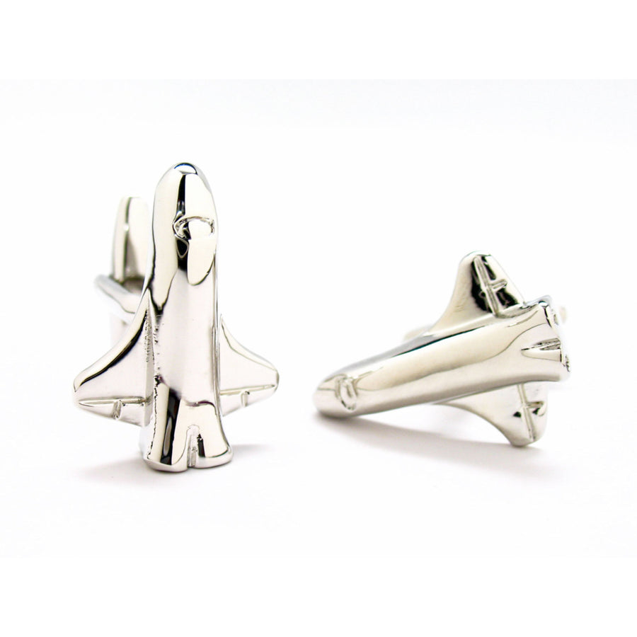Space Shuttle Silver Cufflinks Shiny Space Plane  Silver Cuff Links Astronaut Image 1