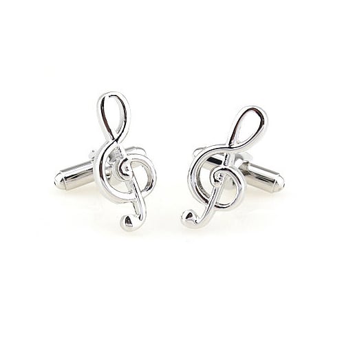 Silver Treble Clef Music Note Music Piano Orchestra Conductor Cufflinks Cuff Links Image 1