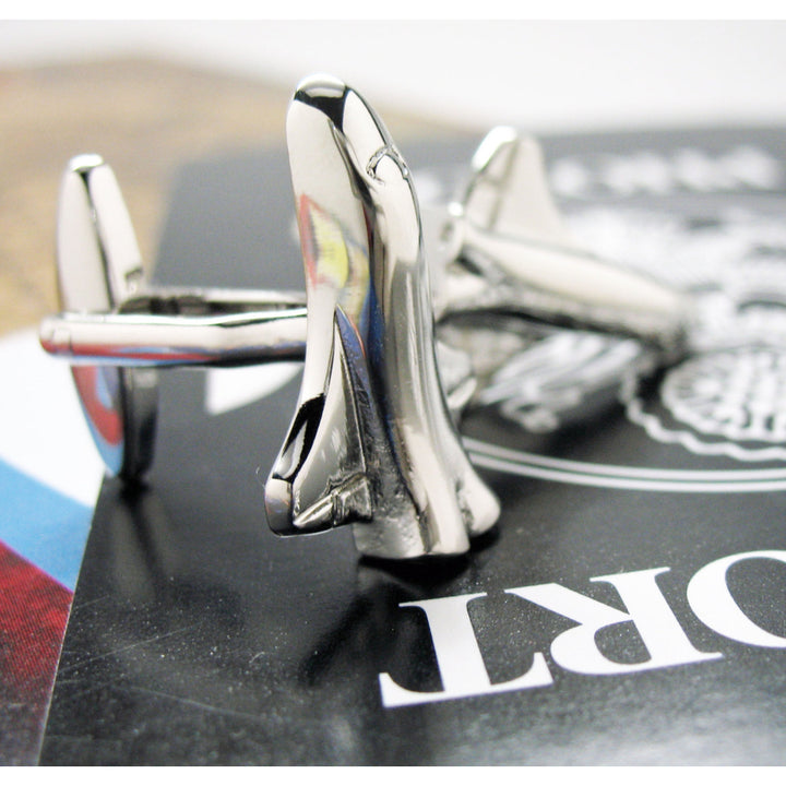 Space Shuttle Silver Cufflinks Shiny Space Plane  Silver Cuff Links Astronaut Image 3