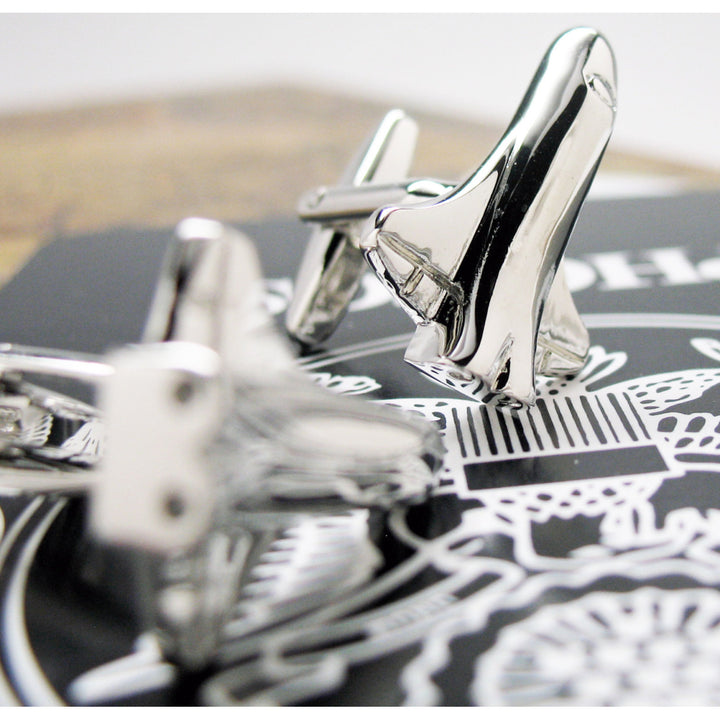 Space Shuttle Silver Cufflinks Shiny Space Plane  Silver Cuff Links Astronaut Image 4