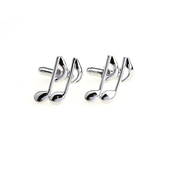 Silver Tone Double Music Notes Cufflinks Cuff Links Image 2