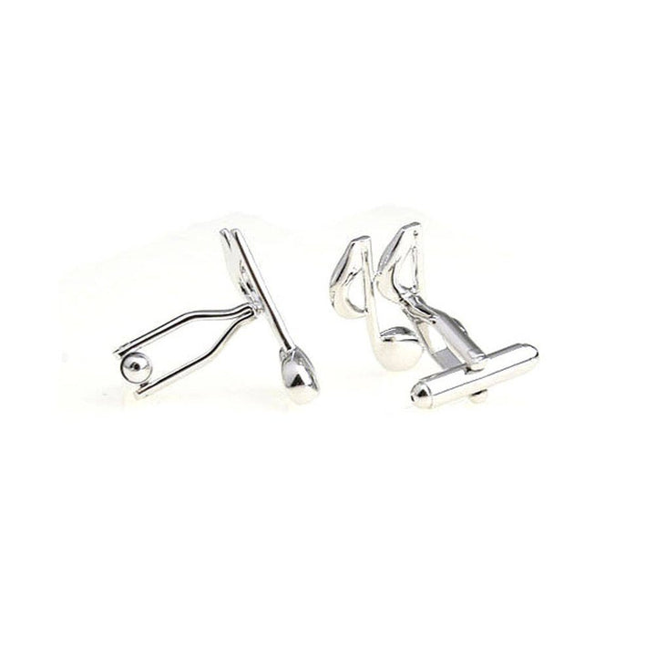 Silver Tone Double Music Notes Cufflinks Cuff Links Image 3