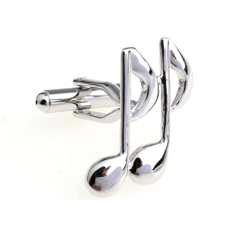 Silver Tone Double Music Notes Cufflinks Cuff Links Image 4