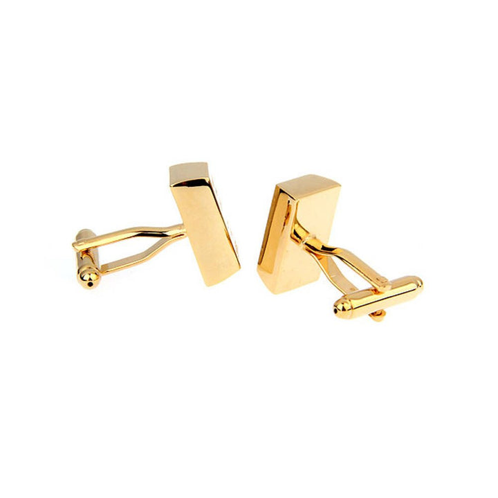 Gold Tone Plated Bullion Bar Cufflinks Financial Rich Fort Knox Cool Fun Money Cuff Links Comes with Gift Box Image 2