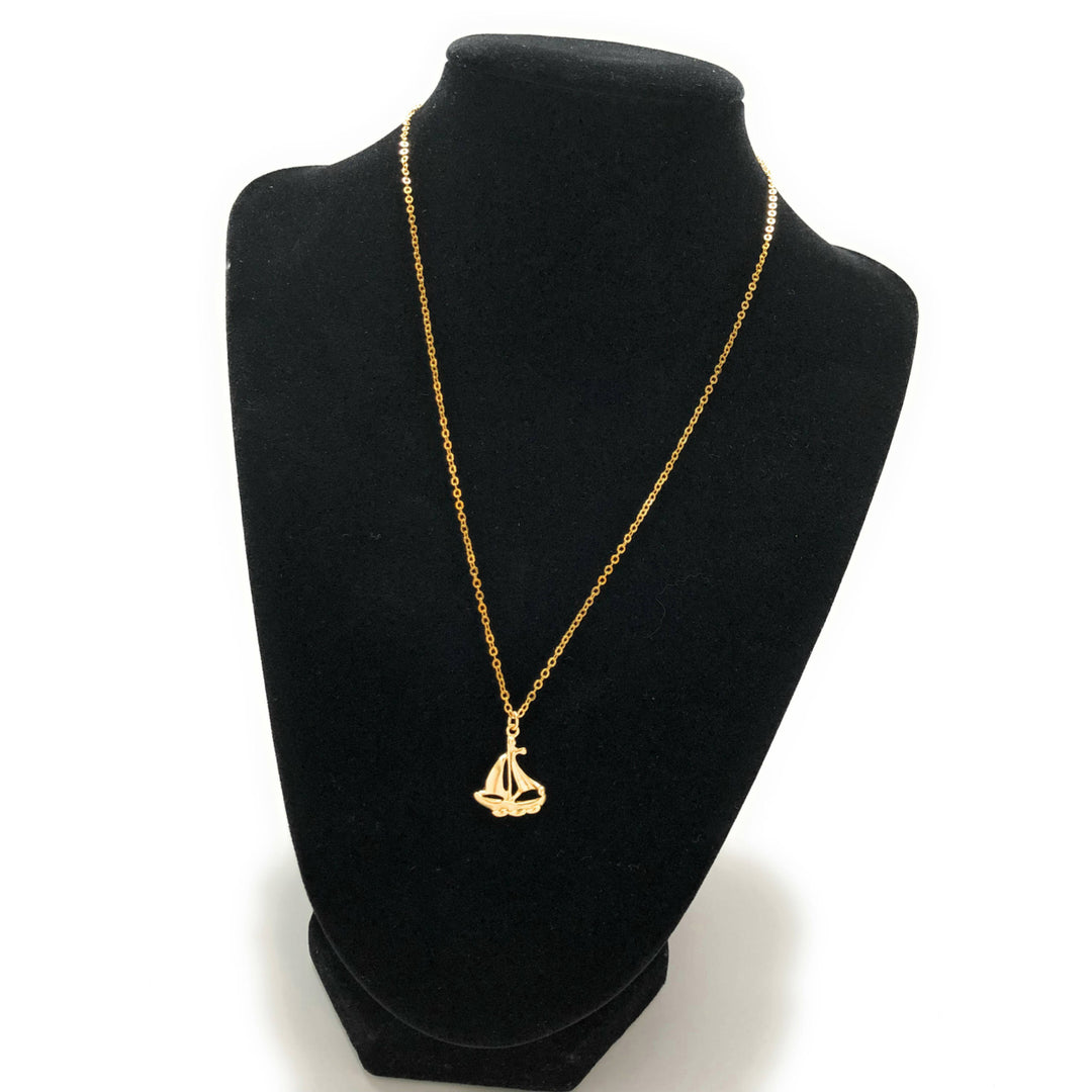 Necklace Sail Boat Away with Me  14K White Gold Plated 16" Necklace Comes with Gift Box Image 2