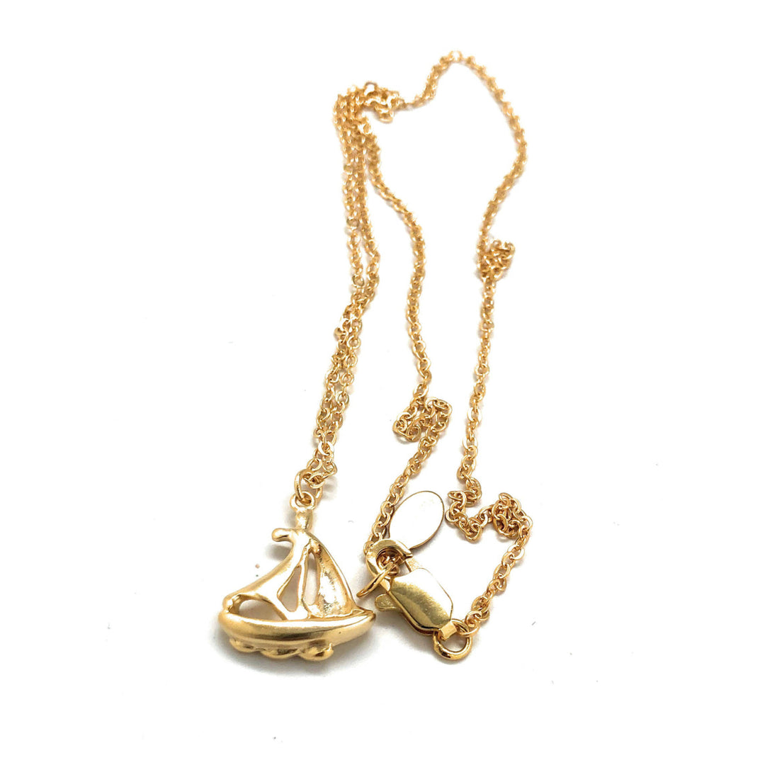 Necklace Sail Boat Away with Me  14K White Gold Plated 16" Necklace Comes with Gift Box Image 4