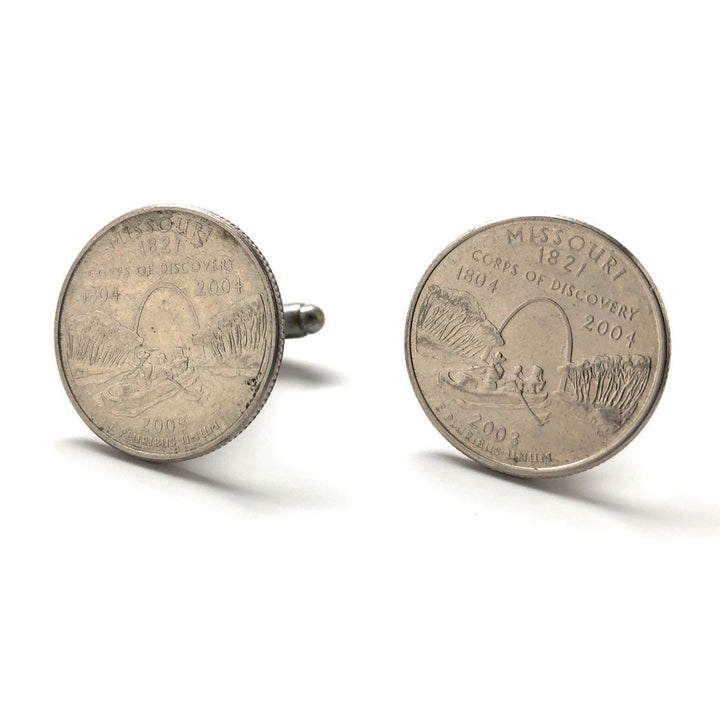Cufflinks Missouri State Quarter Suit Flag State Enamel Coin Jewelry USA United States America St. Louis Kansas City Image 1