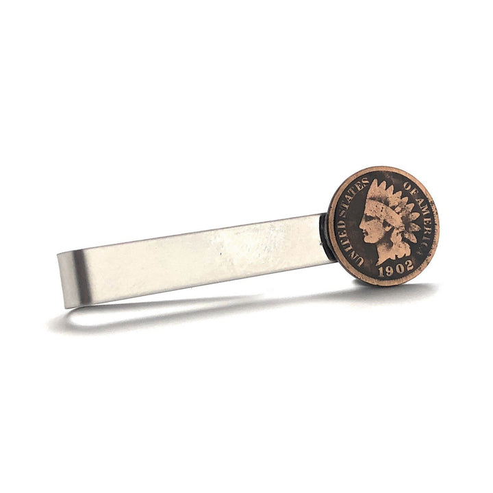 Tie Bar Indian Head Tie Clip Enamel Coin Money Copper United States Native American Head Penny Indian Head Penny Old Image 1