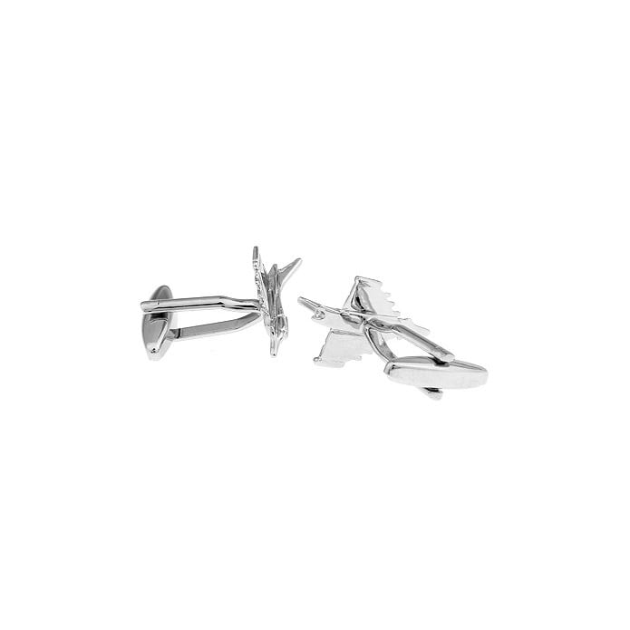 Silver Military Jet Fighter Airplane Cufflinks Airliner Flight Pilot Aviator Silver Tone Airplane Cuff Links Gifts for Image 3