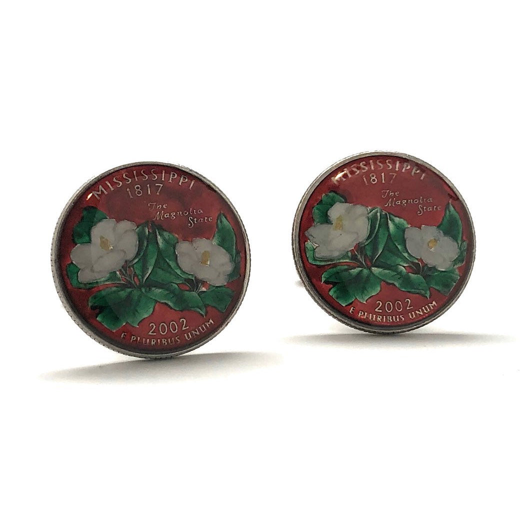 Enamel Cufflinks Hand Painted Mississippi Red State Quarter Enamel Coin Jewelry Money Currency Finance Accountant Cuff Image 1