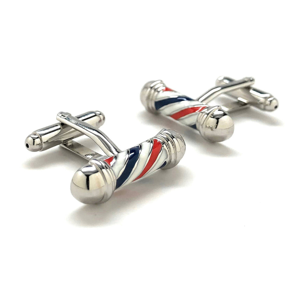 Barber Shop Pole Cufflinks Hair Cut and Shave Classic Fun Cool Cut Cuff Links Comes with Gift Box Gifts for Him Image 2