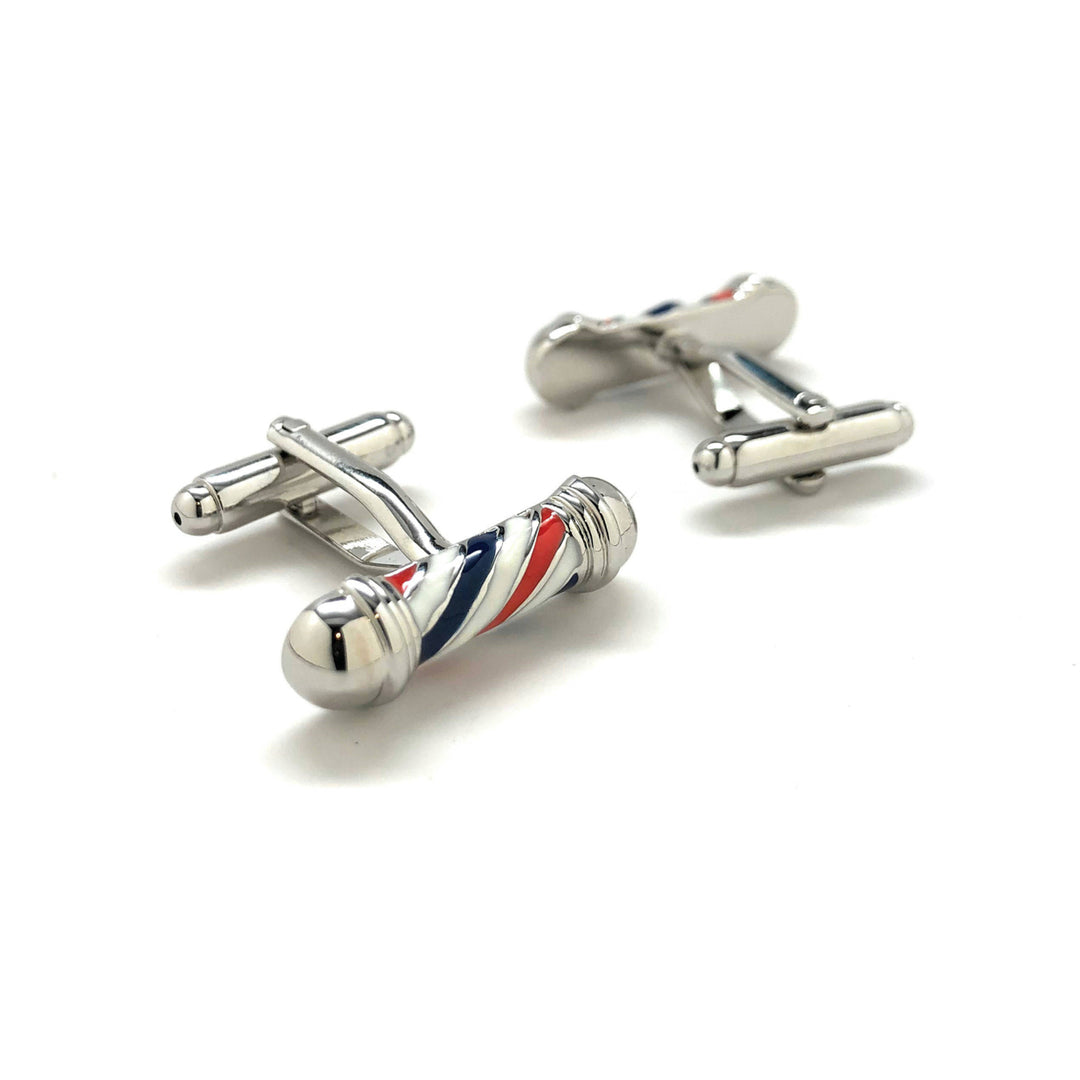 Barber Shop Pole Cufflinks Hair Cut and Shave Classic Fun Cool Cut Cuff Links Comes with Gift Box Gifts for Him Image 3