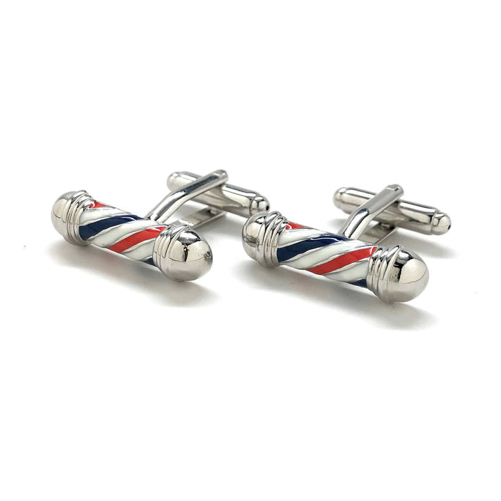 Barber Shop Pole Cufflinks Hair Cut and Shave Classic Fun Cool Cut Cuff Links Comes with Gift Box Gifts for Him Image 4