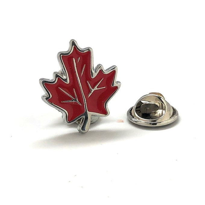 Red Enamel Pin Canada Lapel Pin Maple Leaf Pin Collector Oh Canada Lapel Pin Silver Tone Maple Leaf Tie Tac Comes with Image 1