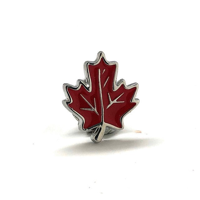 Red Enamel Pin Canada Lapel Pin Maple Leaf Pin Collector Oh Canada Lapel Pin Silver Tone Maple Leaf Tie Tac Comes with Image 2
