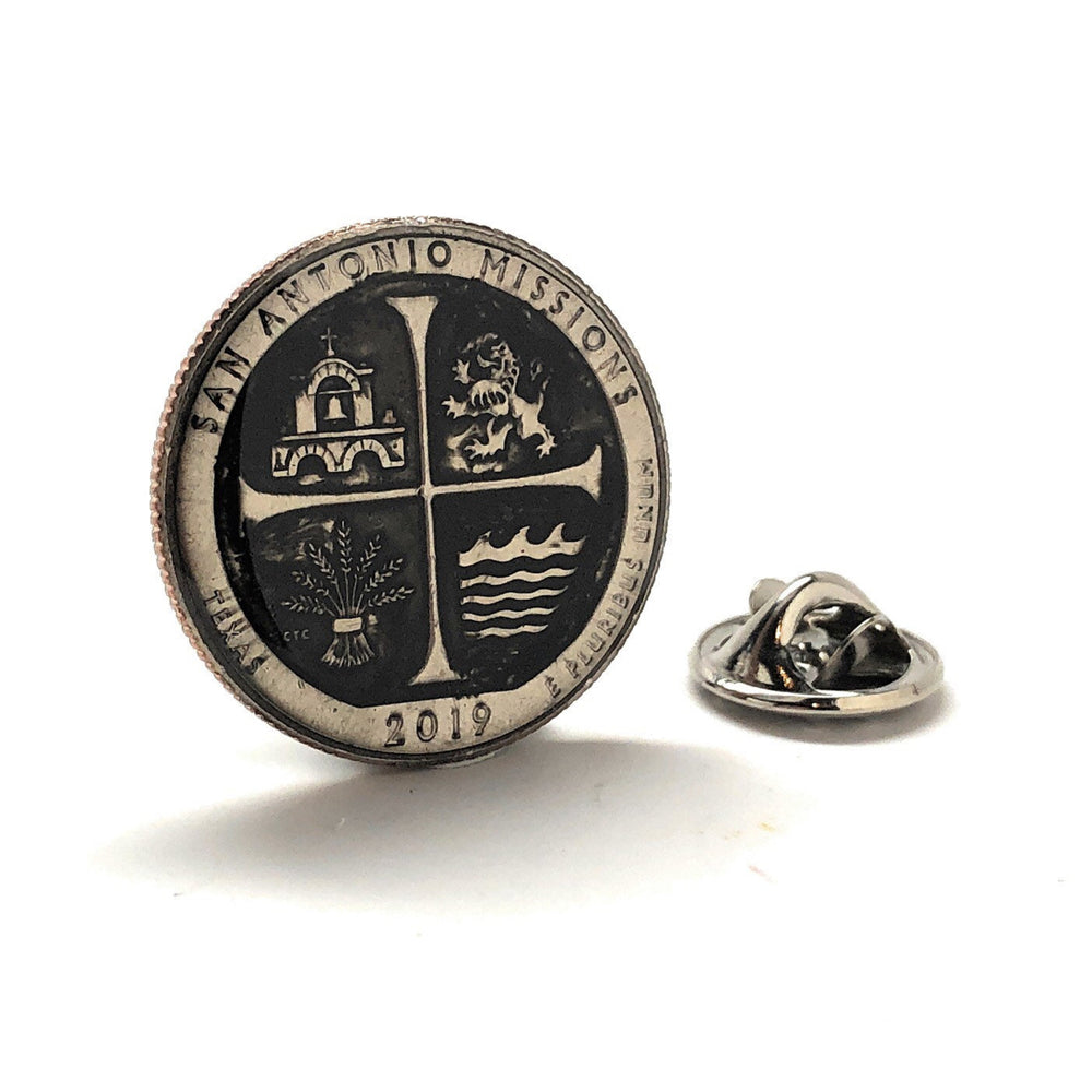 Enamel Pin Lapel Pin San Antonio Mission Texas State Quarter Enamel Coin Collector Tie Tack Lonestar State  Coins Image 2