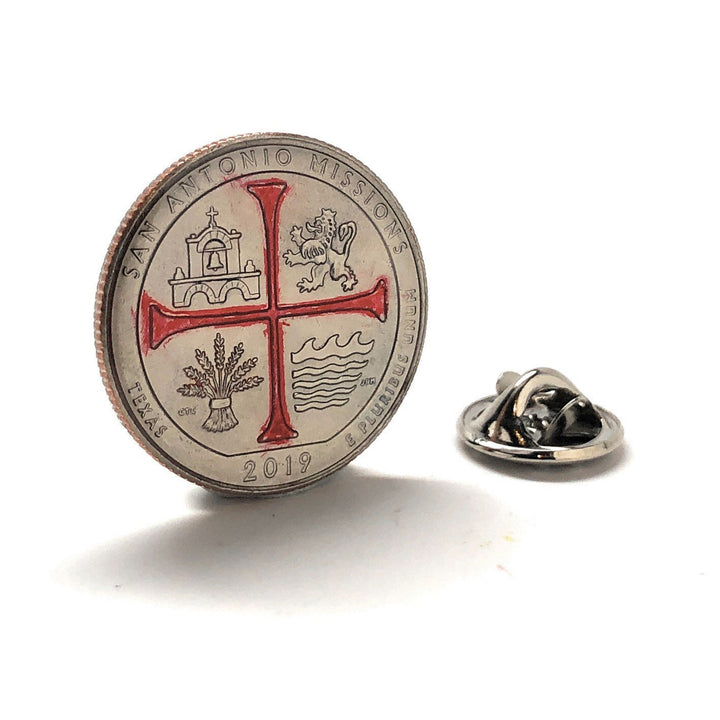 Enamel Pin Lapel Pin San Antonio Mission Texas State Quarter Enamel Coin Collector Tie Tack Lonestar State  Coins Image 3
