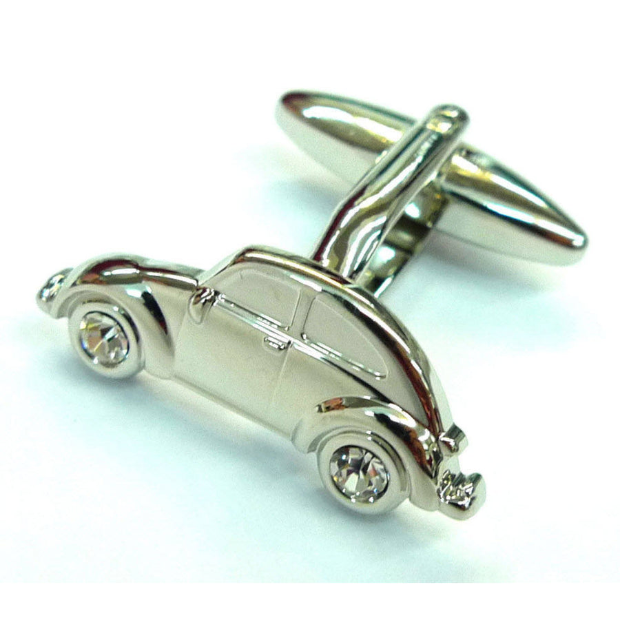 Silver Car Cufflinks Beetle Love Bug Cufflinks Car Auto Highly Detailed Car Lovers Old School with Crystals Cuff Link Image 1