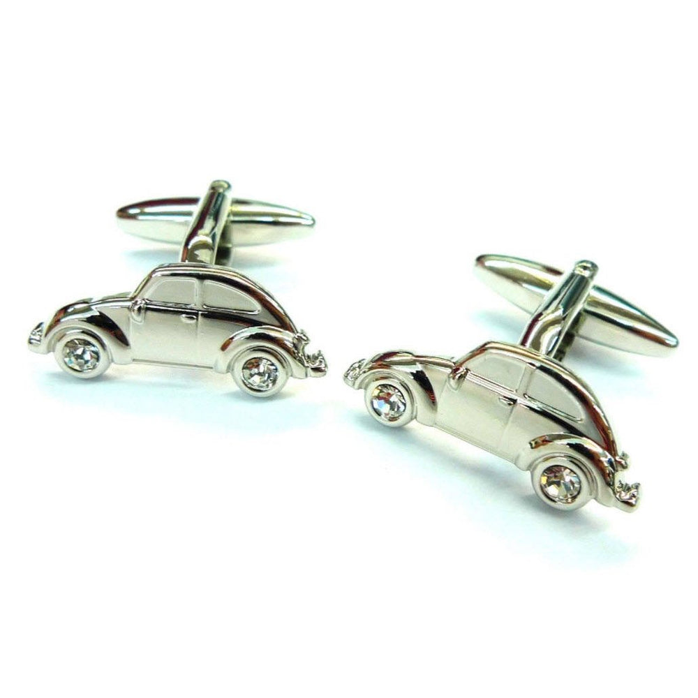Silver Car Cufflinks Beetle Love Bug Cufflinks Car Auto Highly Detailed Car Lovers Old School with Crystals Cuff Link Image 2