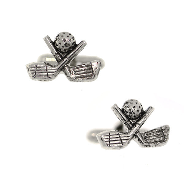 Golf Cufflinks Silver Tone Master Of The Game Golf Clubs And Ball Cuff Links Cufflinks Image 1