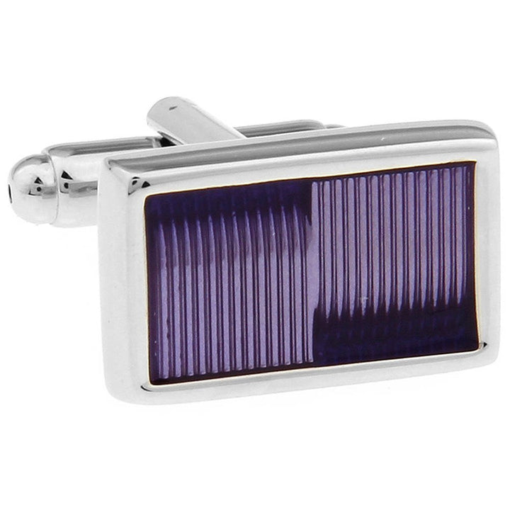 Purple Cufflinks Violet Purple Classic Mosaic Bar Silver Framed Executive Cufflinks Cuff Links Image 1