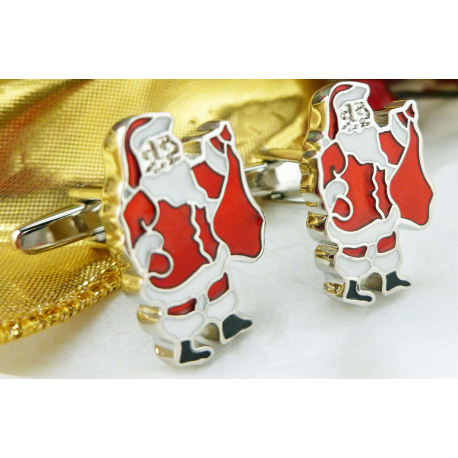 Santa Claus Winter Cufflinks Red and White Holidays Christmas Party Cuff Links Image 1
