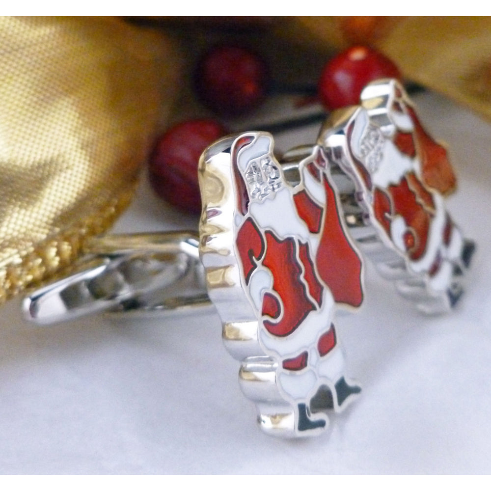 Santa Claus Winter Cufflinks Red and White Holidays Christmas Party Cuff Links Image 2