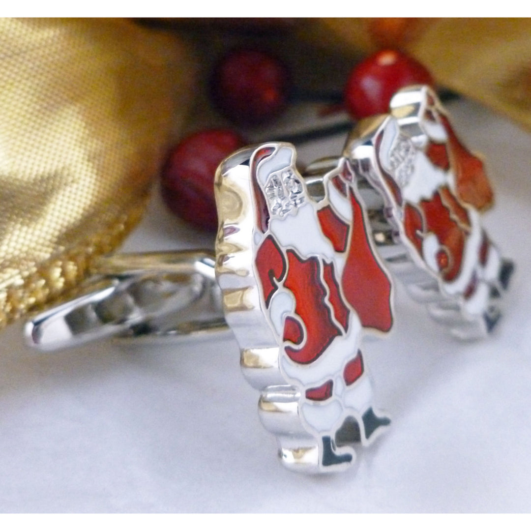 Santa Claus Winter Cufflinks Red and White Holidays Christmas Party Cuff Links Image 2