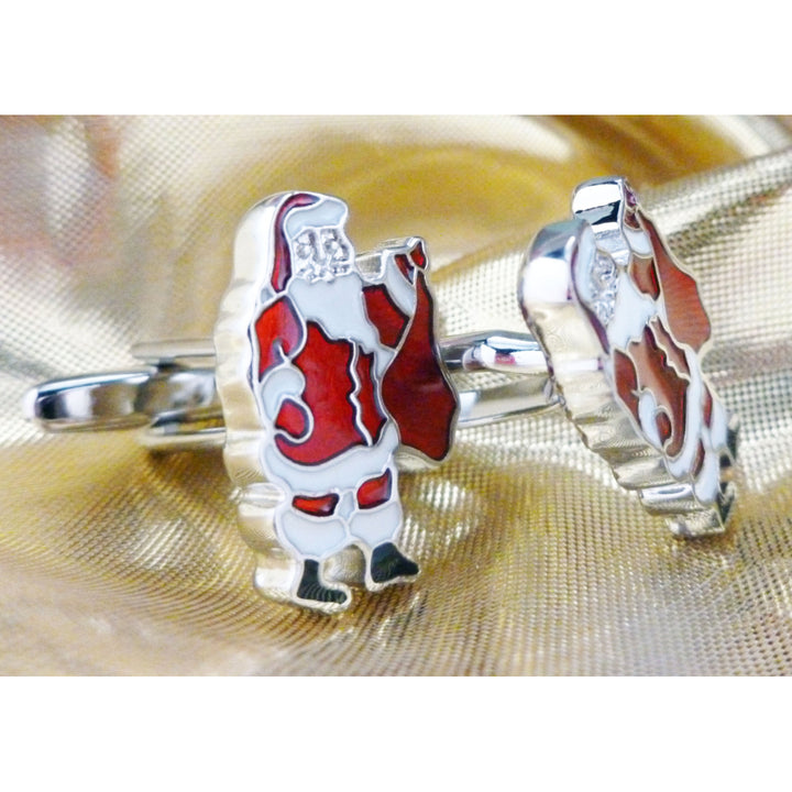 Santa Claus Winter Cufflinks Red and White Holidays Christmas Party Cuff Links Image 3
