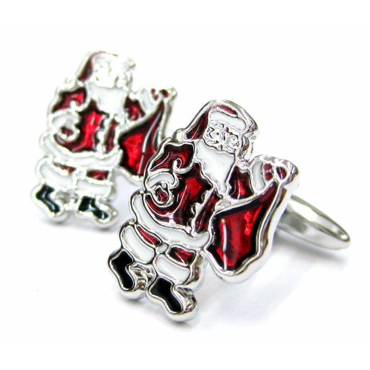 Santa Claus Winter Cufflinks Red and White Holidays Christmas Party Cuff Links Image 4