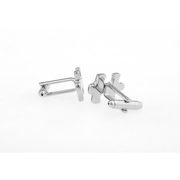 Jigsaw Puzzle Silver Puzzle Piece Cuff Links Silver Tone Party Cufflinks Image 2