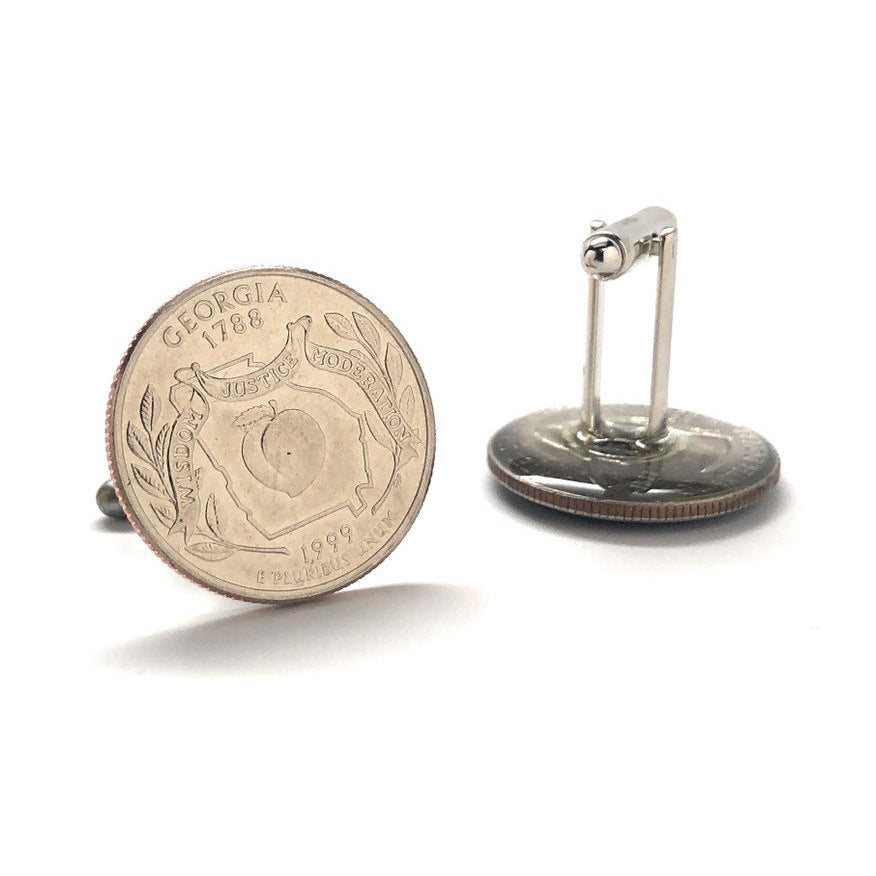 Birth Year Cufflinks Georgia State Quarter Enamel Coin Jewelry Money Currency Finance Accountant Designer US Mint Image 4
