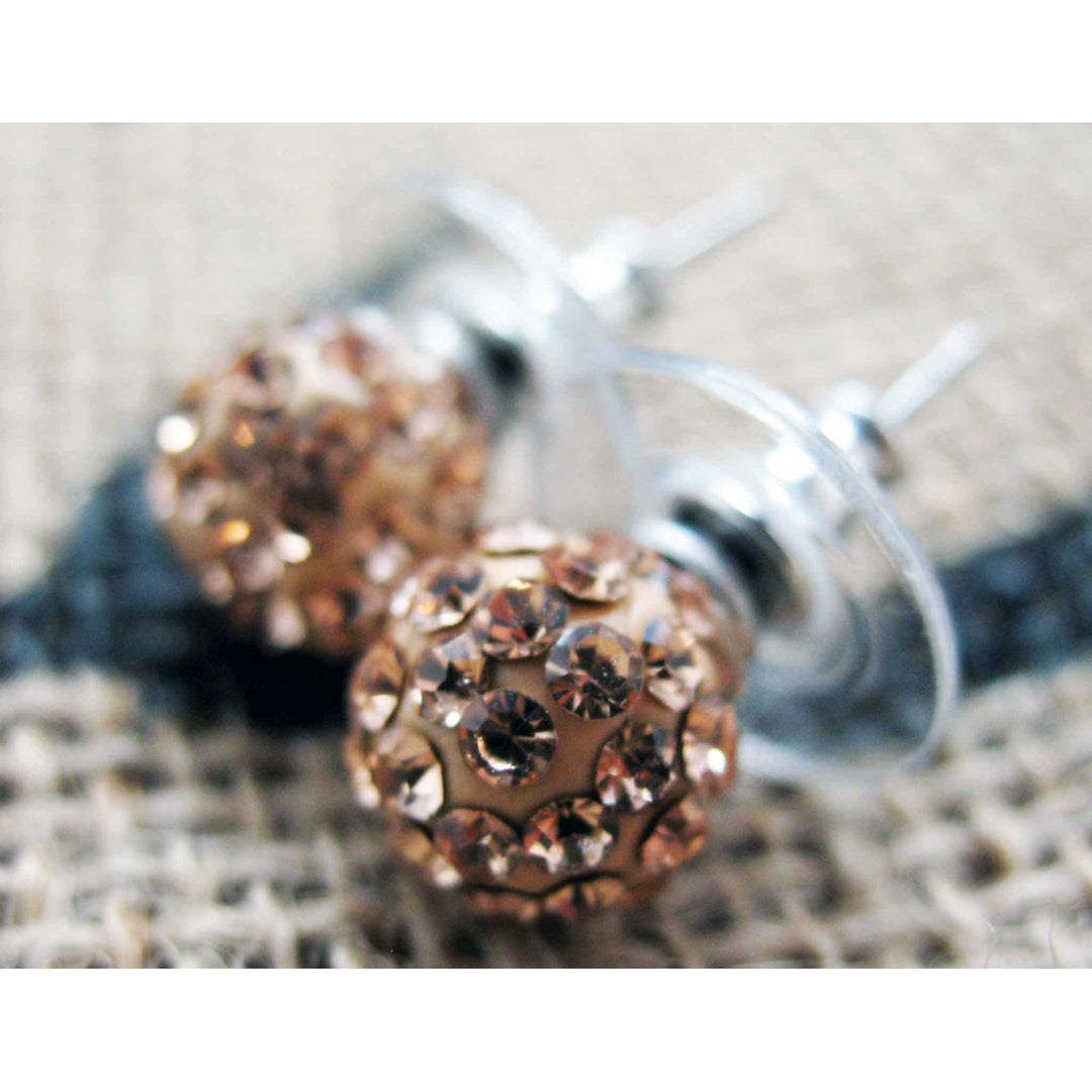 Sparkling Ball Stud Earrings White Crystals Avaliable Silk Road Collection Jewelry Image 3