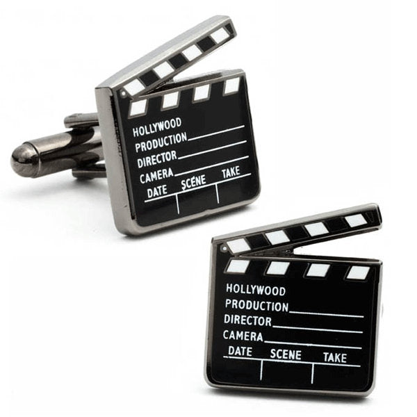 Movie Clapboard Cufflinks Silver Tone Classic Hollywood Motion Pictures Buff Film Industry Classic Cuff Links Comes with Image 1