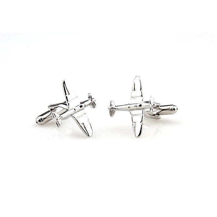 Silver Tone Military Cufflinks Prop Fighter Airplane Cuff Links Propeller Aircraft Fly Fast Fun Cool Unique Pilot Comes Image 2