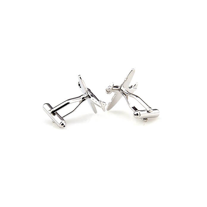 Silver Tone Military Cufflinks Prop Fighter Airplane Cuff Links Propeller Aircraft Fly Fast Fun Cool Unique Pilot Comes Image 3