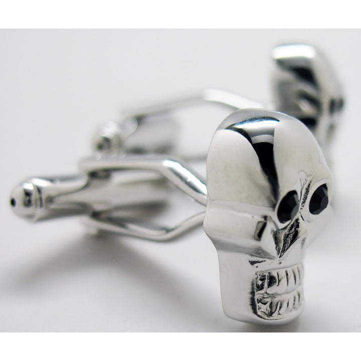 Dying to Be Rich Silver Skull with Souless Black Eyes Cufflinks Cuff Links Image 3