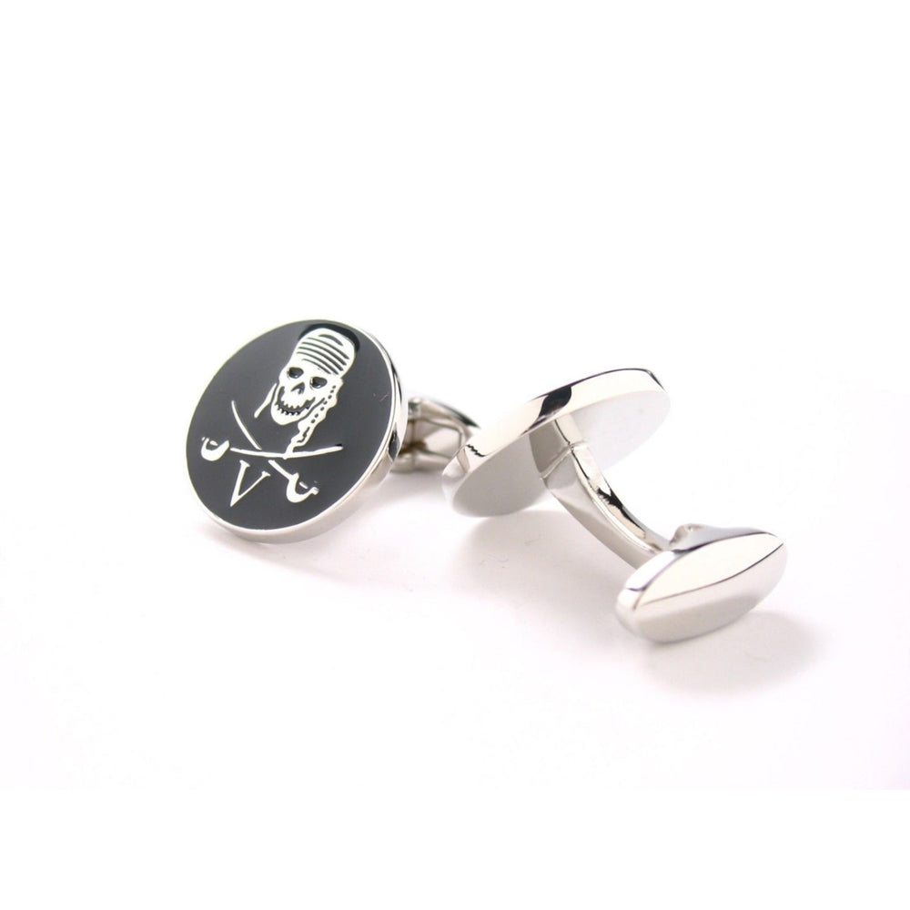 Pirate Skull and Cross Bones V Cufflinks Calico Jack Sea Sailor Navy Cufflinks Cuff Links Image 2