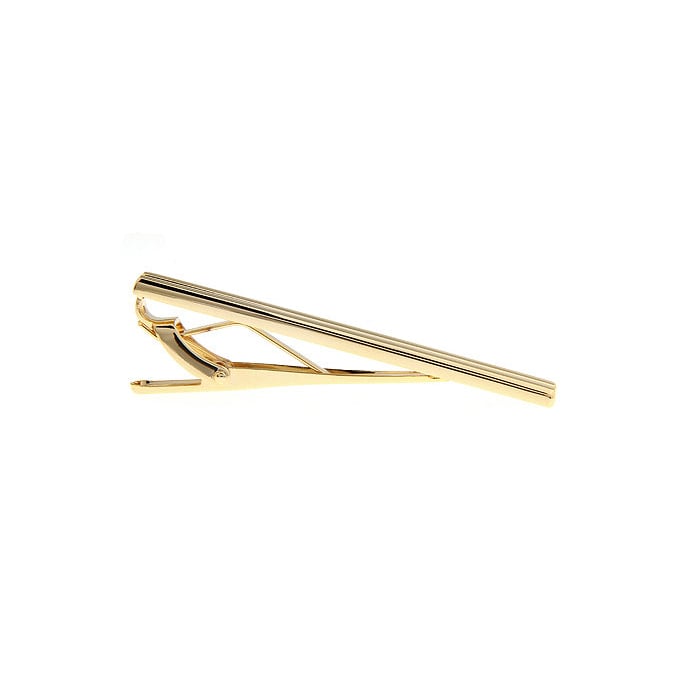 Tie Clip Gold Tone Double Lines Grooved Tie Bar Dress Tie Clip Image 3