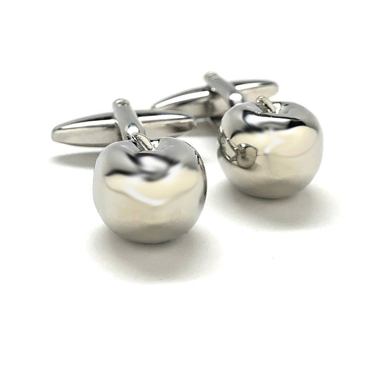 3D Silver Apple Cufflinks Detailed Technology School Education Computers Cuff Links Comes with Gift Box Image 1
