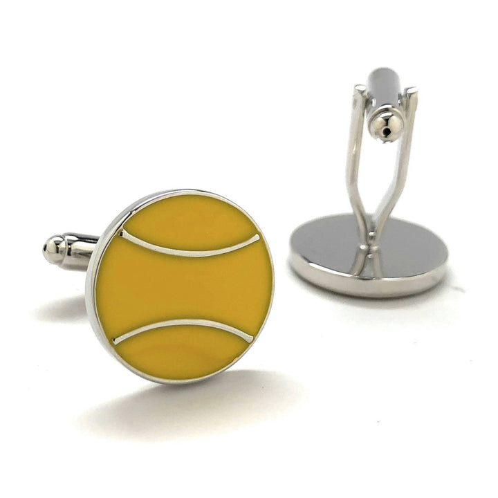 Classic Yellow Tennis Ball Cufflinks Open Tennis Play Round Fun Cool Unique Sports Cuff Links Comes with Gift Box Image 3