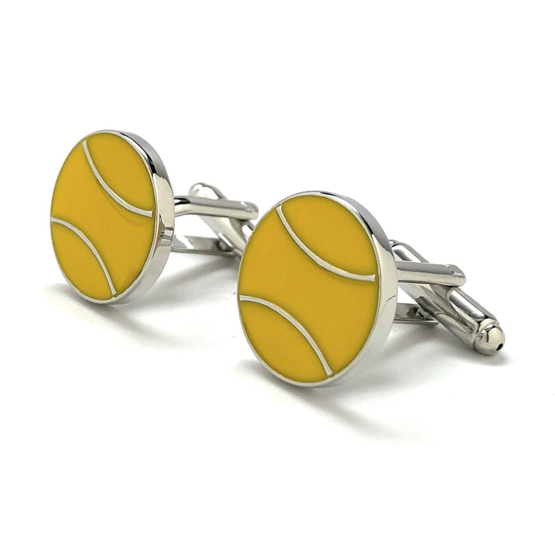 Classic Yellow Tennis Ball Cufflinks Open Tennis Play Round Fun Cool Unique Sports Cuff Links Comes with Gift Box Image 4
