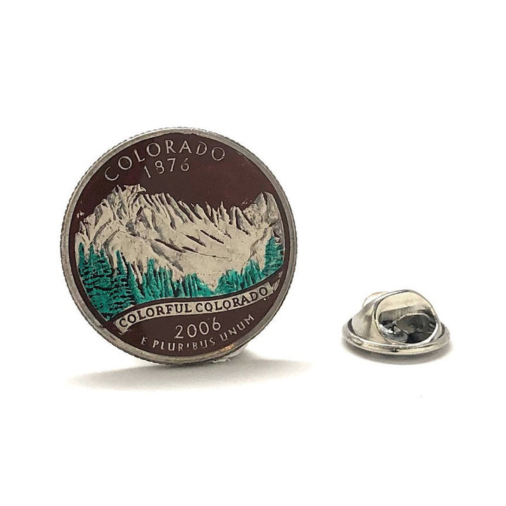 Enamel Pin Hand Painted Colorado State Quarter Coin Lapel Pin Tie Tack Travel Souvenir Coins Red Rock Edition Cool Fun Image 1