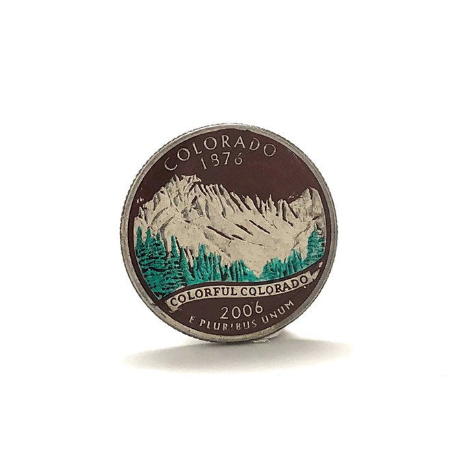 Enamel Pin Hand Painted Colorado State Quarter Coin Lapel Pin Tie Tack Travel Souvenir Coins Red Rock Edition Cool Fun Image 2
