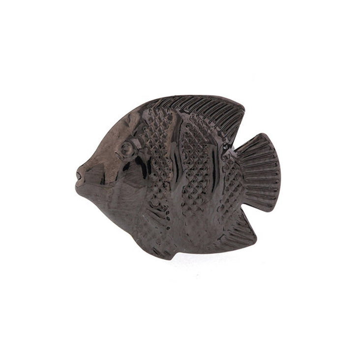 Enamel Pin Fish Lapel Pin Gunmetal Tone Happy Angel Fish of the Sea Tie Tack Image 1